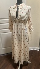Kinga CSilla Dress Womens Sz US6 AUS10 Midi Peach Print Keyhole Cutout SALE
