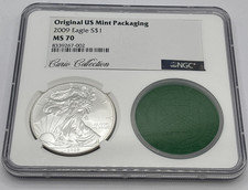 2009 $1 American Silver Eagle NGC Curio Collection Box Fragment MS70