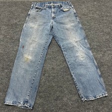 Dickies Carpenter Jeans Mens 34x32 Blue Distressed Relaxed Fit Workwear Denim