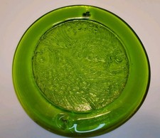 Vintage Blenko Zodiac Suncatcher Glass PISCES Green Large 8.5" CRACK