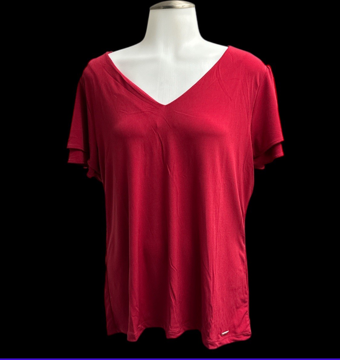 Calvin Klein Women's Large Capped Double Sleeve Blouse