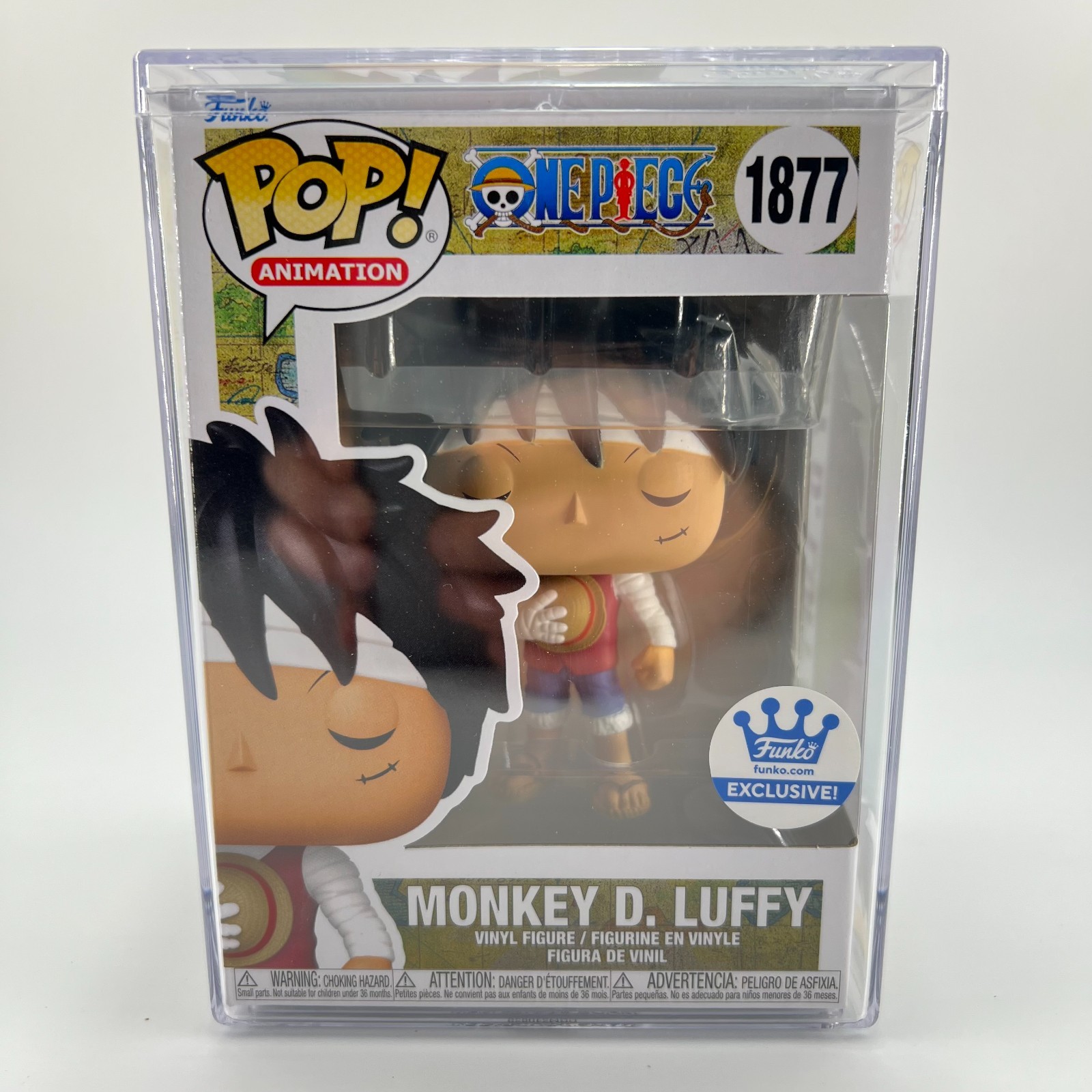 Funko Pop Monkey D. Luffy 1877 One Piece Marineford Memorial + Protector Case