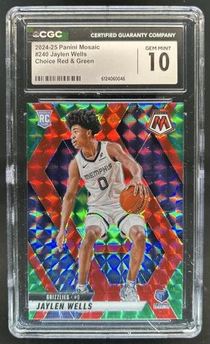 2024-25 Panini Mosaic Jaylen Wells RC Choice Red &amp; Green Mosaic #240 Grizzlies