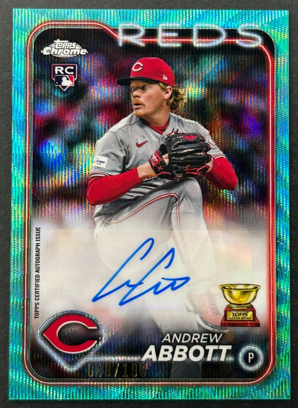 2024 Topps Chrome - Andrew Abbott #RA-AA Cincinnati Reds RC Aqua Wave AUTO /199