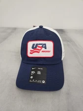 Nike USA Hockey Club Cap Trucker Woven Label Hat College Navy Size M/L NEW