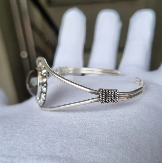 Bracelete de labradorita delicado 925 prata esterlina pedras preciosas pulseiras femininas Si95 - Imagem 4 de 4