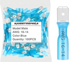 100pcs Blue Heat Shrink Male Spade Connectors,16-14 Gauge Insulated Electrica...