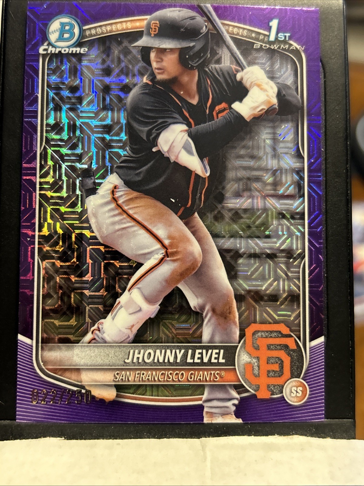 2025 Bowman Jhonny Level Chrome Mega Box Purple Refractor 1st #22/250