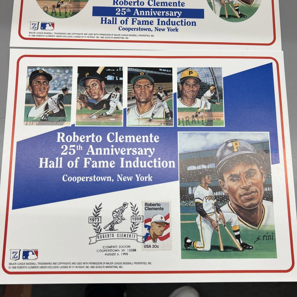 ROBERTO CLEMENTE HOF INDUCTION 25th Anniversary SET OF 2 Induction Cards 8x10 - Image 3 of 3
