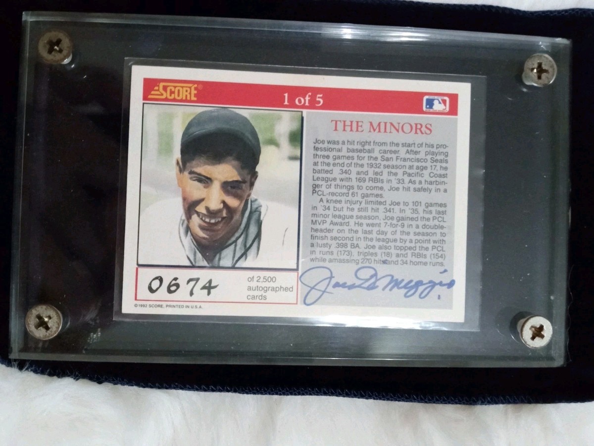 Joe DiMaggio The Minors 1992 Score 1 Of 5 #0674 Of 2,500 Autograph