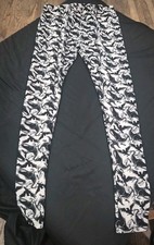 LuLaRoe Disney Maleficent Dragon Black White Leggings Tall Curvy