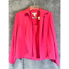 Draper's & Damon's Petites Hot Pink Blazer Tank Top Set Women's Size 10P