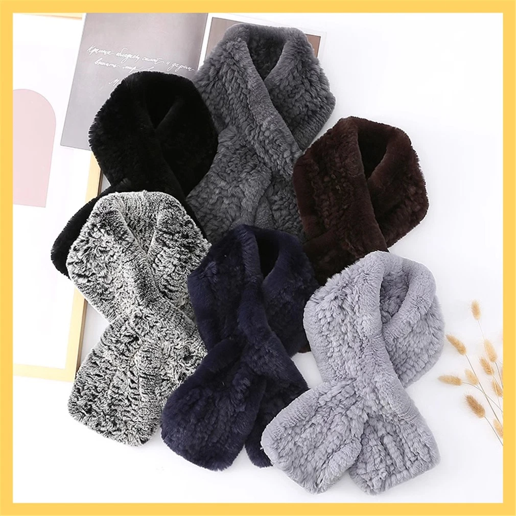 Men's Real Rabbit Fur Scarf Thicken Winter Warm Neck Wrap Collar Size 90x13cm