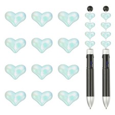 20 Pcs Focal Beads, Acrylic Heart Beads Jewelry Making Charm, Light Blue