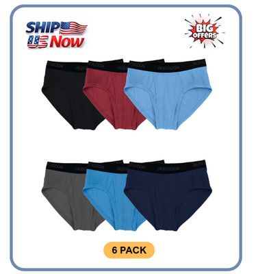 Fruit of the Loom Mens Cotton Stretch Briefs Soft Underwear, Sizes S-2XL, 6 Pack