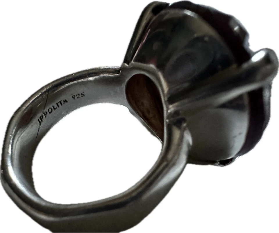 ANILLO PIEDRA REDONDA GRANDE CARAMELO ROCA GRANATE IPPOLITA 925 TALLA 7 Foto 2 de 4