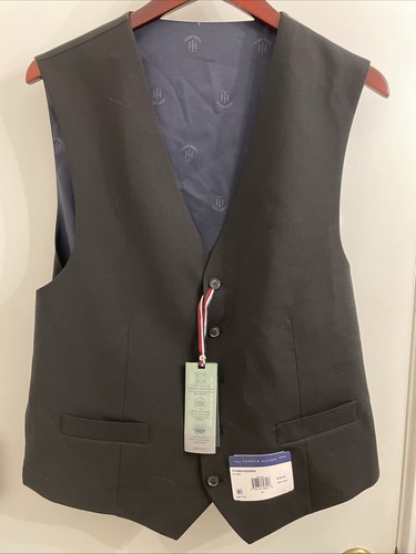 Tommy Hilfiger Negro Ajuste Moderno Lana Flex Elástico Traje Chaleco Grande Venta al por menor $125 - Imagen 2 de 8