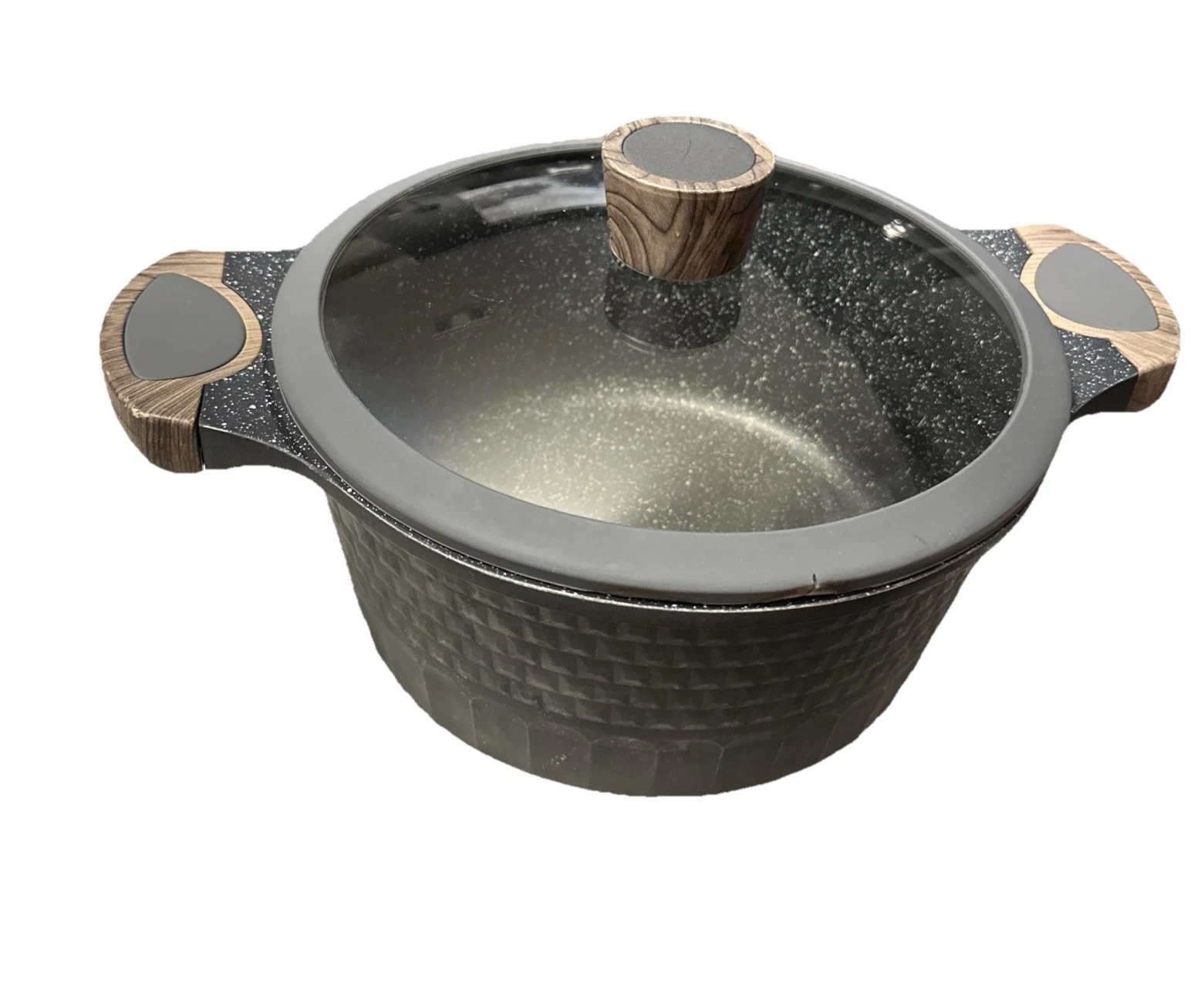 Dean And White Cookware 5 Qt Ceramic 10” Stock Pot W/Glass Lid Speckled Black