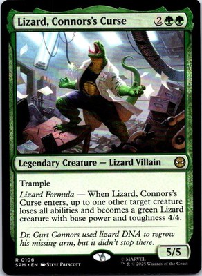 Lizard, Connors's Curse 106 Rare Marvel's Spider-Man Magic: The Gathering NM