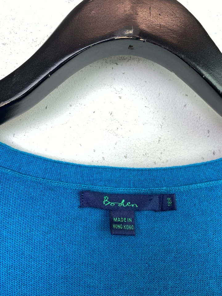 Boden Teal Navy Colourblock Cashmere Blend Midi Dress Scoop Neck UK 18R - Image 3 of 4