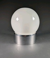 Vintage Mid Century White Globe Ceiling Light Chrome