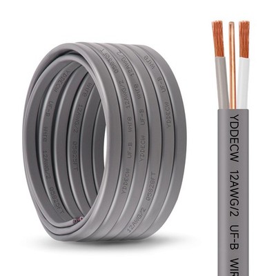 YDDECW 12/2 UF-B Wire - 25FT 100% Pure Copper 12AWG 2 Connector Direct Burial...