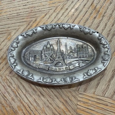 Isaac Decor Exclusif Creation Pewter Oval Trinket Dish Parisian Landmarks Paris