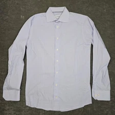 Eton Shirt Mens 15 38 Slim Blue White Stripe Long Sleeve Dress Shirt Cotton