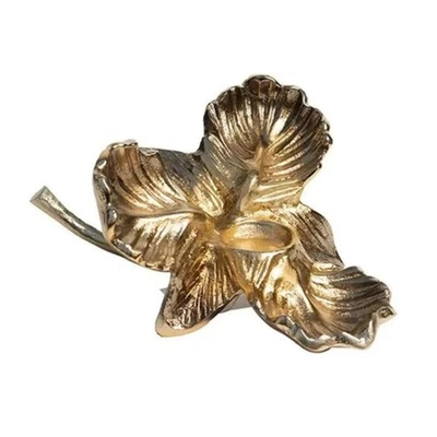 Bougeoir En Fleur Doré Bougeoir avec Pétales Sculptural pour Salon - Photo 1/4