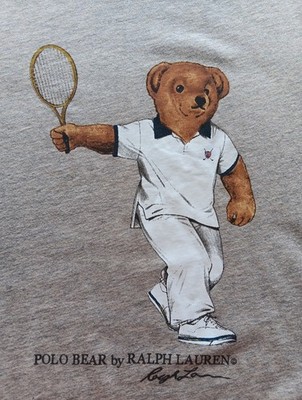 Polo Bear テニス Tシャツ グレー VTG Ralph Lauren Polo Bear Tennis T-Shirt Small Gray Cotton Short