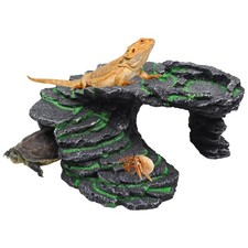 Large Bearded Dragon Hideout, Resin Simulation Stone Reptile Hide Cave, Repti...