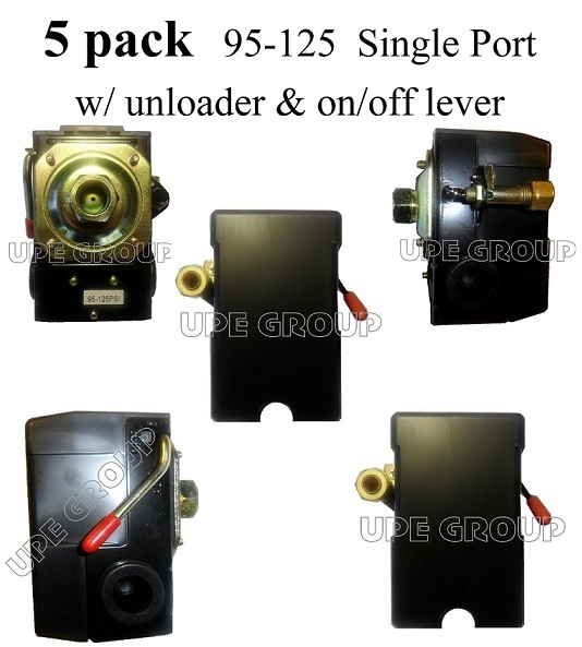 LEFOO 5-Pack Air Compressor Pressure Control Switch Valve, 95-125 PSI, 4-Port