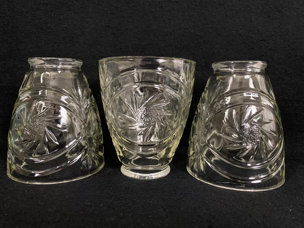 3 Vintage Ceiling Fan Clear Glass Light Shades Replacement Covers 2