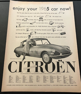 1960 Citroen DS "Enjoy Your 1965 Car Now!" - Vintage Print Ad / Garage Wall Art
