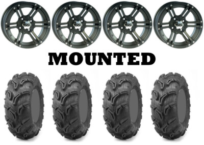Kit 4 Maxxis Zilla Tires 27x9-12 on ITP SS212 Matte Black Wheels SRA