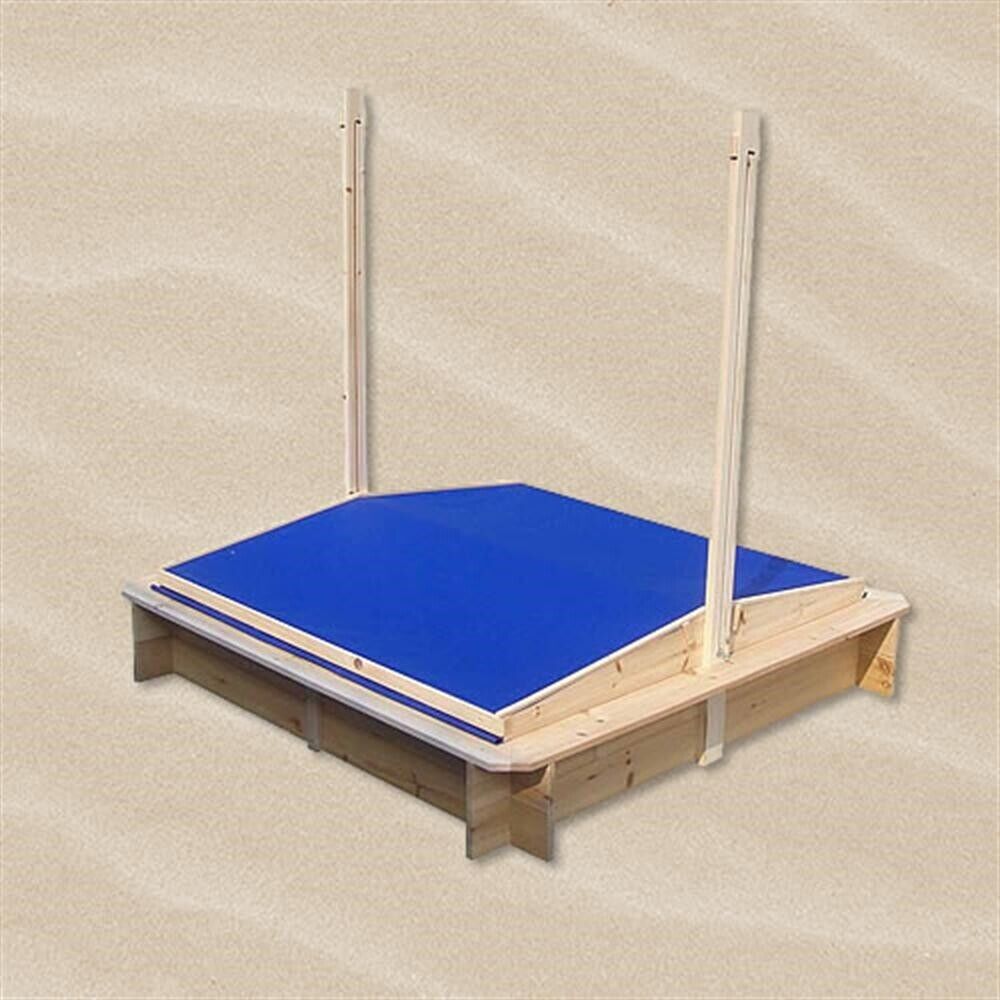Sandkasten mit verstellbaren Dach Sandbox Blau Sandkiste Holz Spielhaus