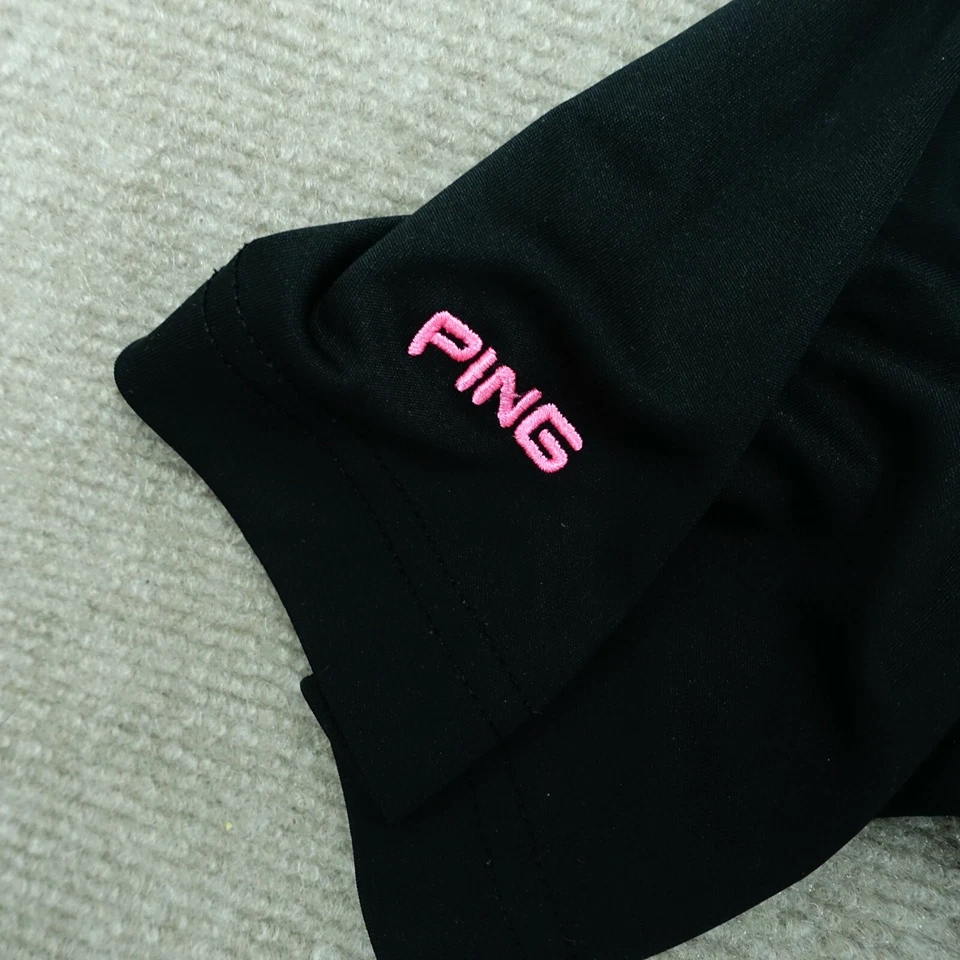 Polo Ping Mujer Talla Mediana Calce Moderno Negro Rosa Rayas Manga Corta  Foto 4 de 4