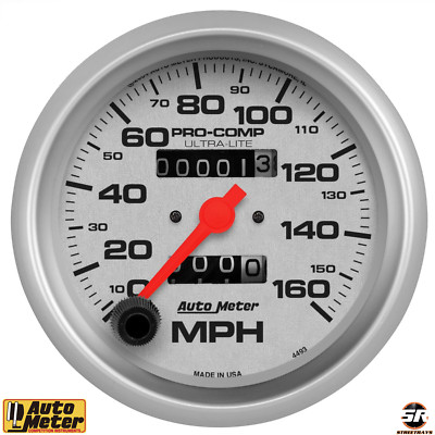 Autometer Ultra Lite In Dash Mechanical SIlver 3 3/8'' 160 MPH Speedometer Speedo