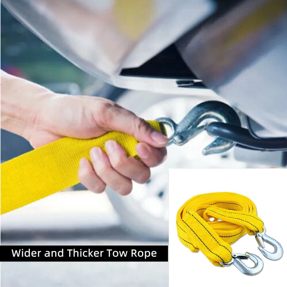 Tow Strap with Hooks 13ft Tow Straps Heavy Duty Tow Cable for Boat Emergency Car — 第 4/4 张图片