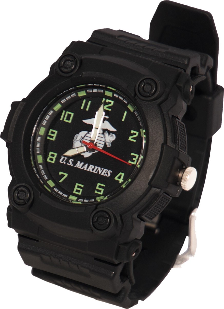 Aquaforce USMC US Marines Watch Tactical Water Resistant Field Glow Dark,  Black