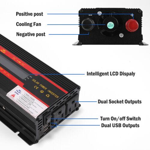 7000W 6000W LCD Car Power Inverter DC 12V To AC110V Pure Sine Wave Converter 2AC - Picture 92 of 116