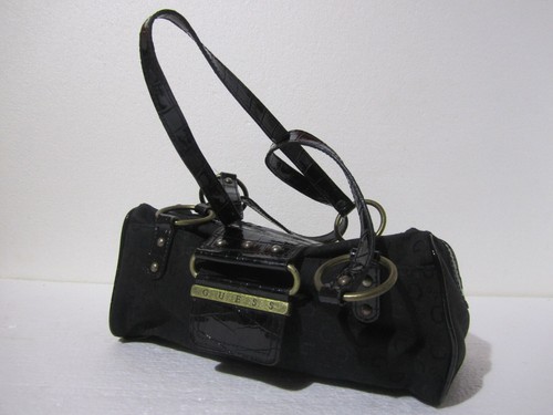 Guess Borsa Donna Nera a Spalla Doppia maniglia in Tessuto e Ecopelle | eBay