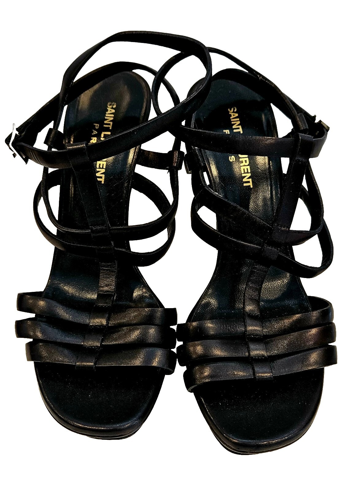 SAINT LAURENT Sandalo a stiletto nero con cinturini a stiletto nero taglia 8 5 8 1 2