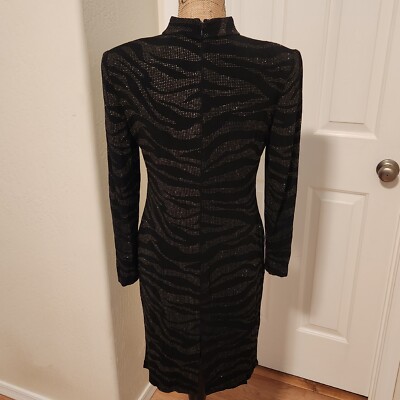 black and gold long sleeve bodycon dress Berylove Women Sparkly Black Gold Cocktail Dress V-Neck Long Sleeve Bodycon Mini Party Dress, Black Gold / US8 main image 0