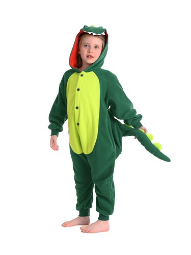 Dinosaur One-Piece Pajama for Kids Soft Hooded Sleepwear Animal Cosplay Costumes - Picture 27 of 52