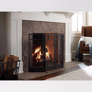 Mission Style Fireplace Screen Cover Free Standing Mesh Modern