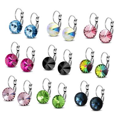 10mm Rivoli Swarovski Kristall Damen Ohrringe, Elegante Ohrringe mit Swarovski