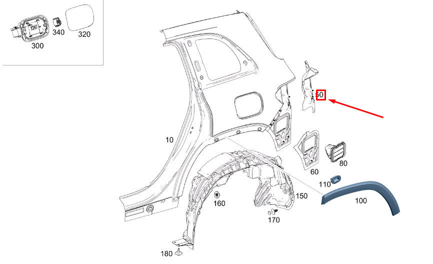 NEU MERCEDES-BENZ GLB X247 HECK RECHTS LAMPENMONTAGE A2476308602 