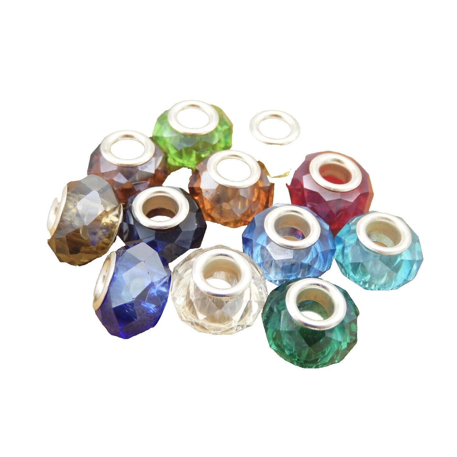 Cuentas Espaciadoras Redondas de Vidrio y Tapones