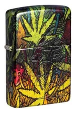 Zippo 46387, Cannabis/Mushroom Design, 540 Fusion Tumbled Brass Lighter